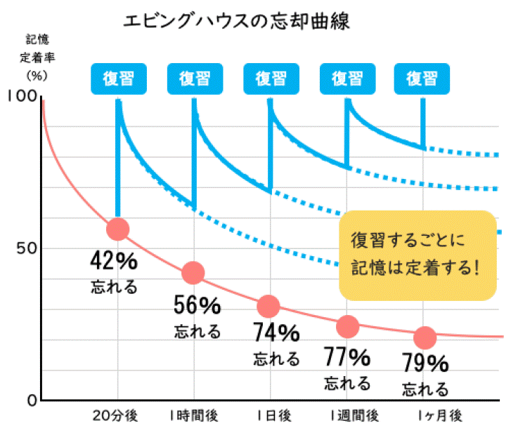 忘却曲線　Sトレ　数研ゼミ　反復学習に特化した学習システム　学習塾　中学　高校　小学　受験